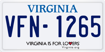 VA license plate VFN1265
