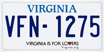 VA license plate VFN1275