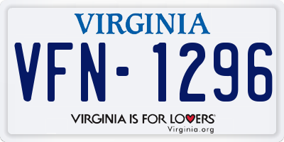VA license plate VFN1296