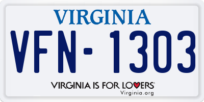 VA license plate VFN1303