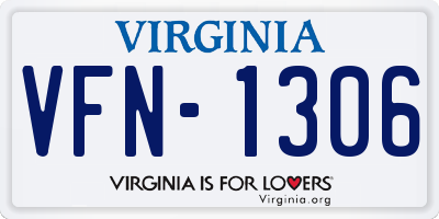 VA license plate VFN1306