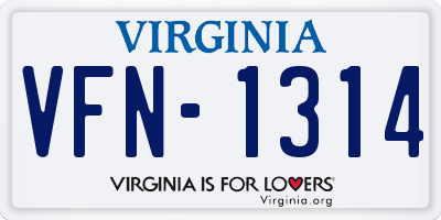 VA license plate VFN1314
