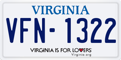 VA license plate VFN1322