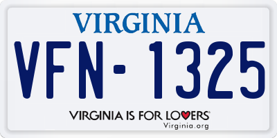 VA license plate VFN1325