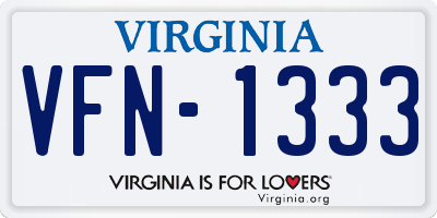 VA license plate VFN1333