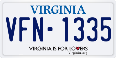VA license plate VFN1335