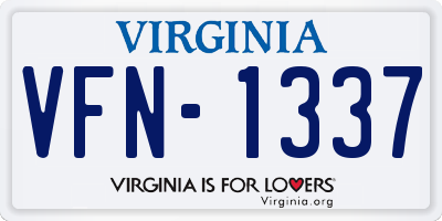 VA license plate VFN1337