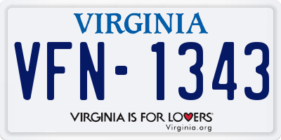 VA license plate VFN1343