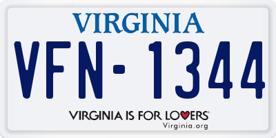 VA license plate VFN1344
