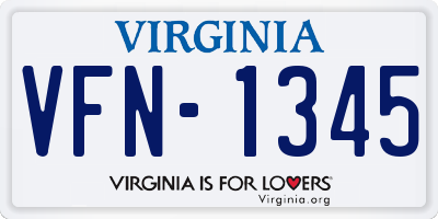 VA license plate VFN1345