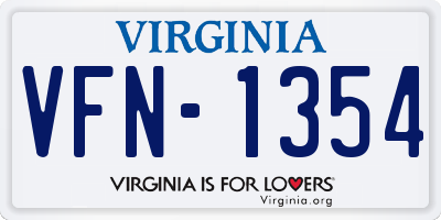 VA license plate VFN1354