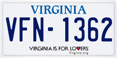 VA license plate VFN1362