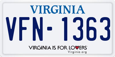 VA license plate VFN1363