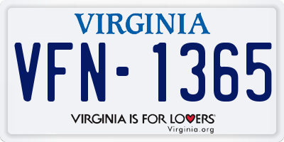 VA license plate VFN1365