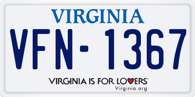 VA license plate VFN1367