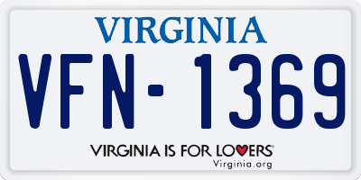 VA license plate VFN1369