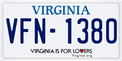 VA license plate VFN1380