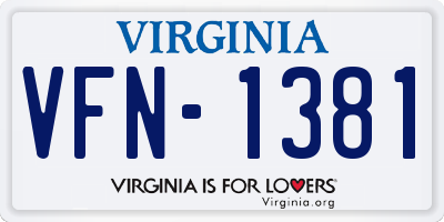 VA license plate VFN1381