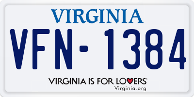 VA license plate VFN1384