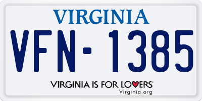 VA license plate VFN1385
