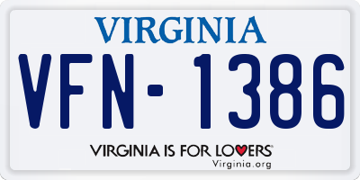 VA license plate VFN1386