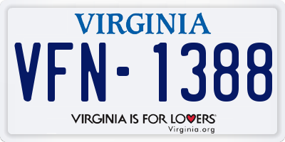 VA license plate VFN1388