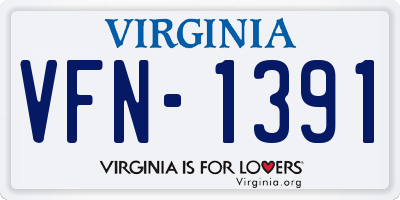 VA license plate VFN1391