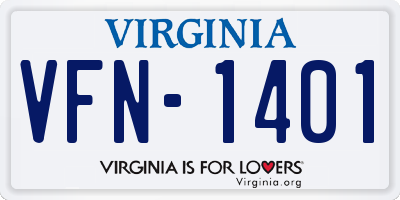 VA license plate VFN1401