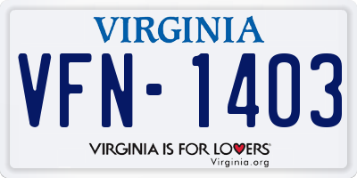 VA license plate VFN1403