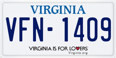 VA license plate VFN1409