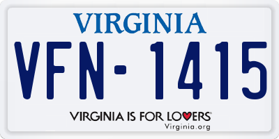 VA license plate VFN1415