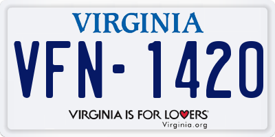VA license plate VFN1420