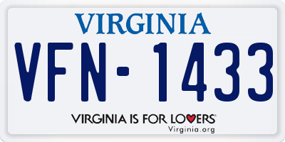 VA license plate VFN1433