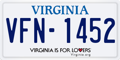 VA license plate VFN1452