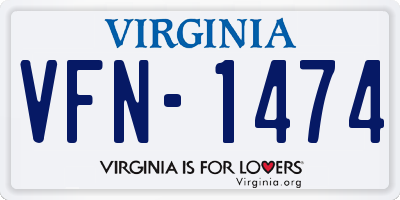 VA license plate VFN1474