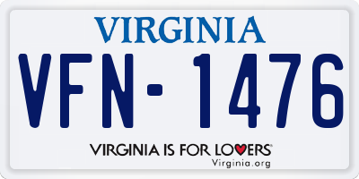 VA license plate VFN1476