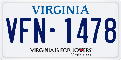 VA license plate VFN1478