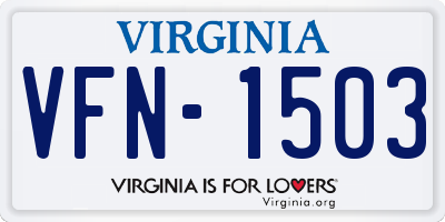 VA license plate VFN1503