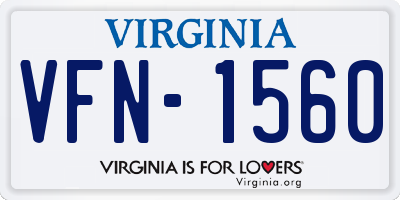 VA license plate VFN1560