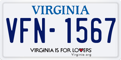 VA license plate VFN1567