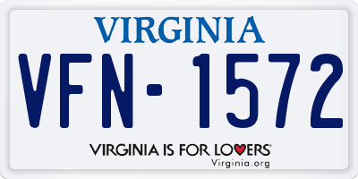 VA license plate VFN1572