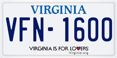 VA license plate VFN1600