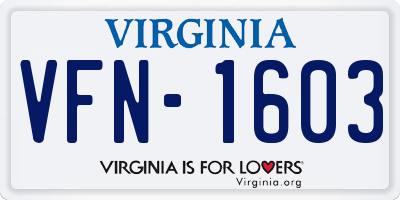 VA license plate VFN1603