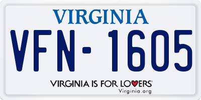VA license plate VFN1605