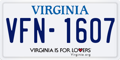 VA license plate VFN1607