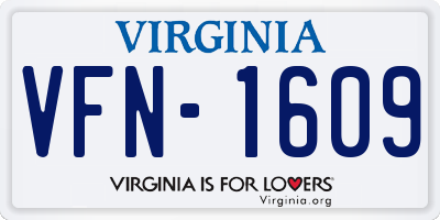 VA license plate VFN1609