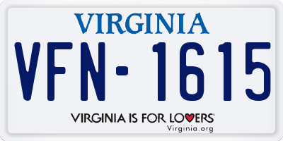 VA license plate VFN1615