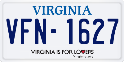 VA license plate VFN1627