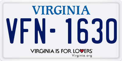VA license plate VFN1630