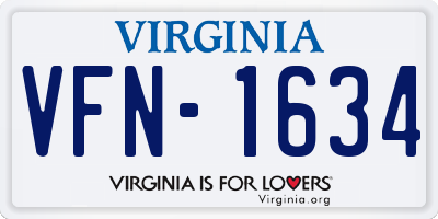 VA license plate VFN1634